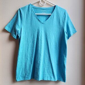 Talbots Light Blue Short Sleeve V-Neck Jersey Size Large